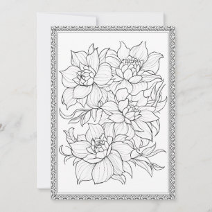 Simple Elegant Floral Colour Your Own Greeting Car Thank You Card