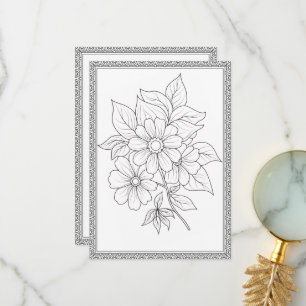 Simple Elegant Floral Colour Your Own Greeting Car Thank You Card