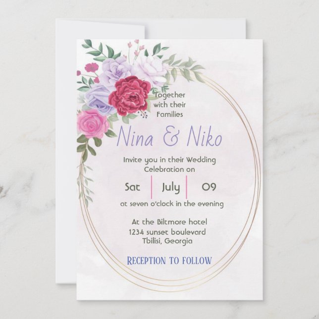 Simple elegant floral design  Invitation (Front)