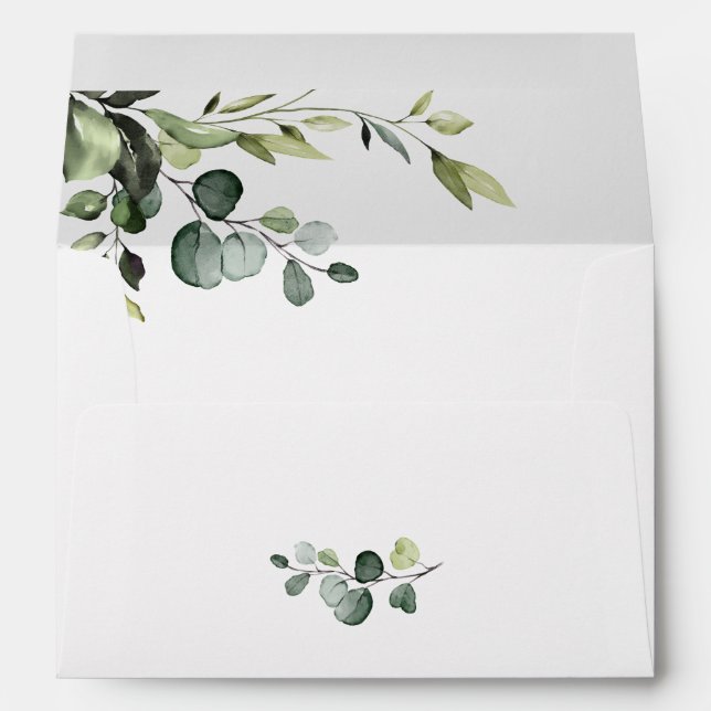 Simple Elegant Floral Eucalyptus Greenery Modern Envelope (Back (Bottom))