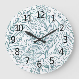 Simple Elegant Floral Hibiscus Leaves   Large Clock