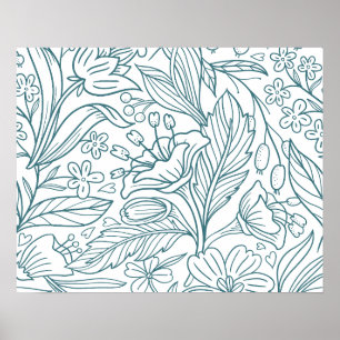 Simple Elegant Floral Hibiscus Leaves Poster