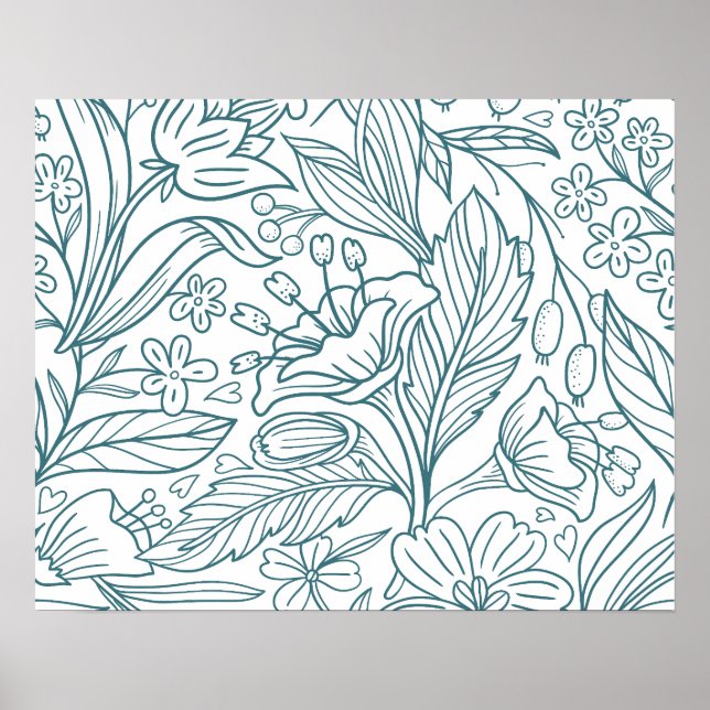 Simple Elegant Floral Hibiscus Leaves | Poster (Front)