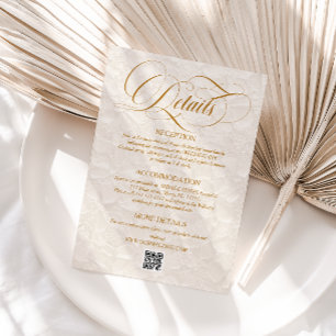 Simple Elegant Floral Ivory Wedding Details Enclosure Card