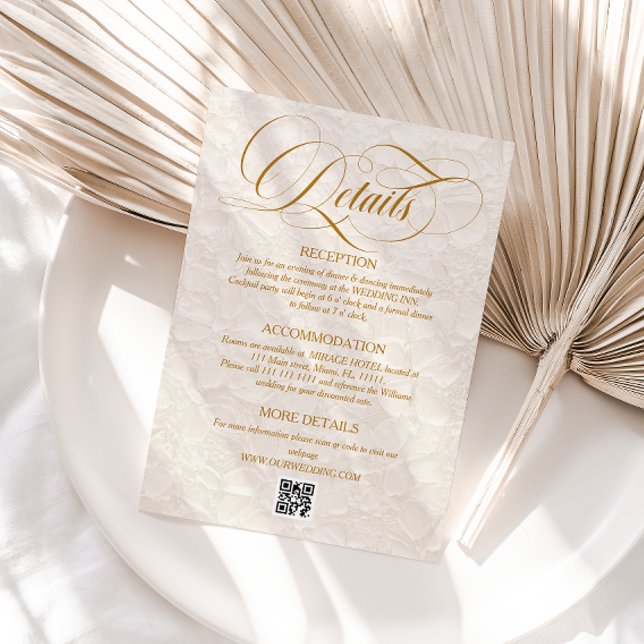 Simple Elegant Floral Ivory Wedding Details Enclosure Card (Creator Uploaded)