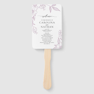 Simple Elegant Floral Lavender Wedding Program  Hand Fan