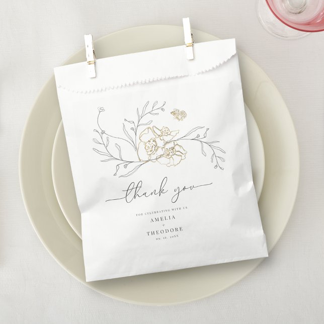 Simple Elegant Floral Line Wedding Favour Bag (Creator Uploaded)