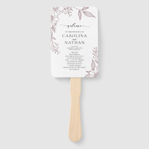 Simple Elegant Floral Mauve Wedding Program Hand Fan