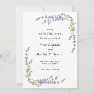 Simple elegant floral minimalist lavender save the date