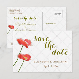 Simple Elegant Floral Poppies Save The Date Invitation