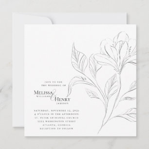 Simple Elegant Floral Typography Wedding Photo Invitation