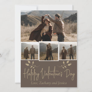 Simple Elegant Floral valentine's day couple photo Holiday Card