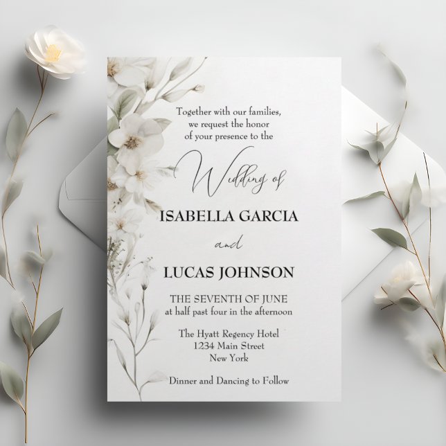 Simple Elegant Floral Wedding Invitation (Creator Uploaded)