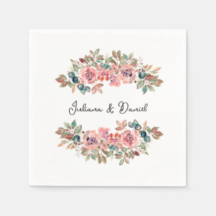 Simple Elegant Floral Wedding Napkins