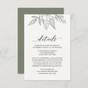 Simple Elegant Floral Wedding Sage Enclosure Card