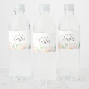 Simple Elegant Flowers Easter Personalised  Water Bottle Label