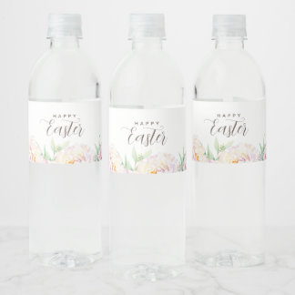 Simple Elegant Flowers Easter Personalised  Water Bottle Label