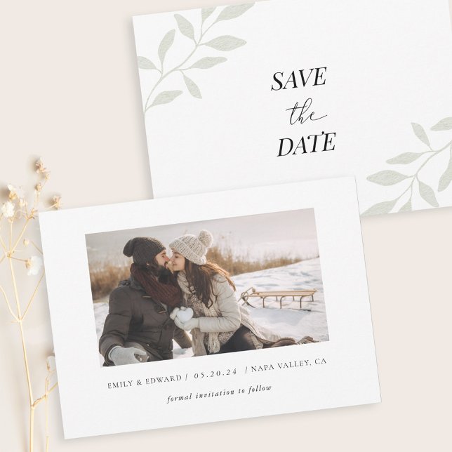 Simple Elegant Foliage Photo Save the Date (Creator Uploaded)