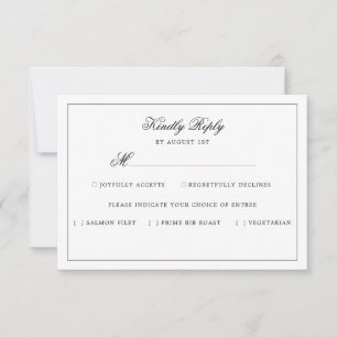 Simple Elegant Formal Black & White Meal Choice RSVP Card