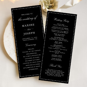 Simple Elegant Formal Black & White Wedding Program