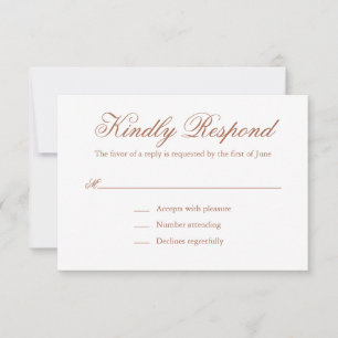 Simple Elegant Formal Terracotta Wedding RSVP Card
