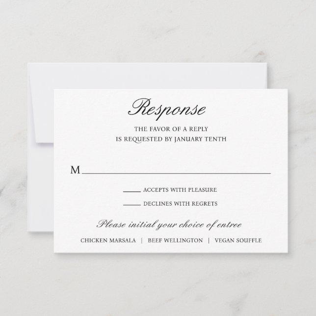 Simple Elegant Formal Traditional Wedding RSVP Card (Front)