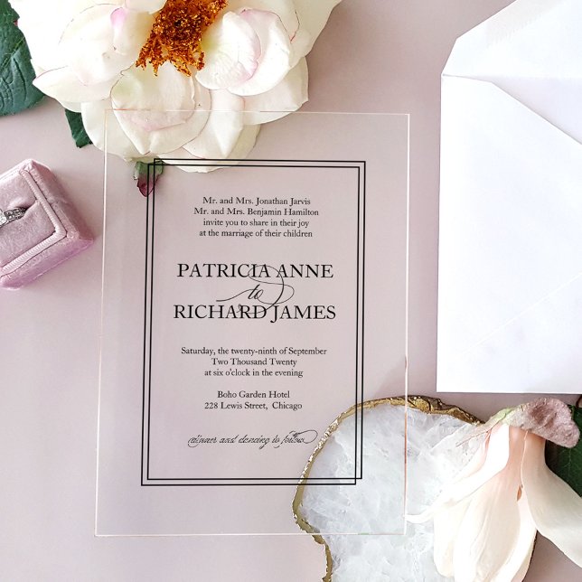 Simple Elegant Formal Wedding  Acrylic Invitations (Creator Uploaded)