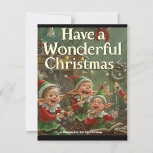 Simple Elegant Four Elfs Singing Christmas Card