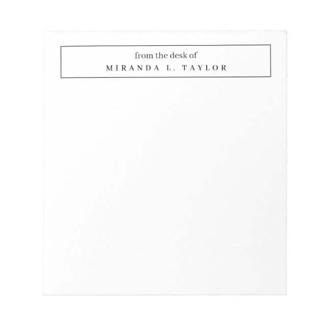 Simple Elegant From The Desk Of Writing Notepad (Front)
