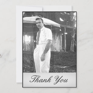 Simple Elegant Funeral Black and White Thank You Card