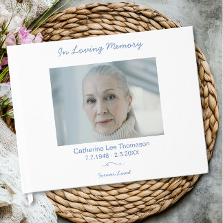 Simple Elegant Funeral In Loving Memory Guest Book