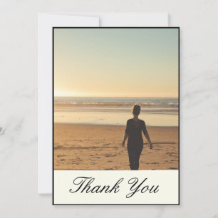 Simple Elegant Funeral Personal Photo Thank You Card
