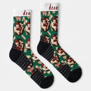 Simple Elegant Funny Christmas Family Photo Socks