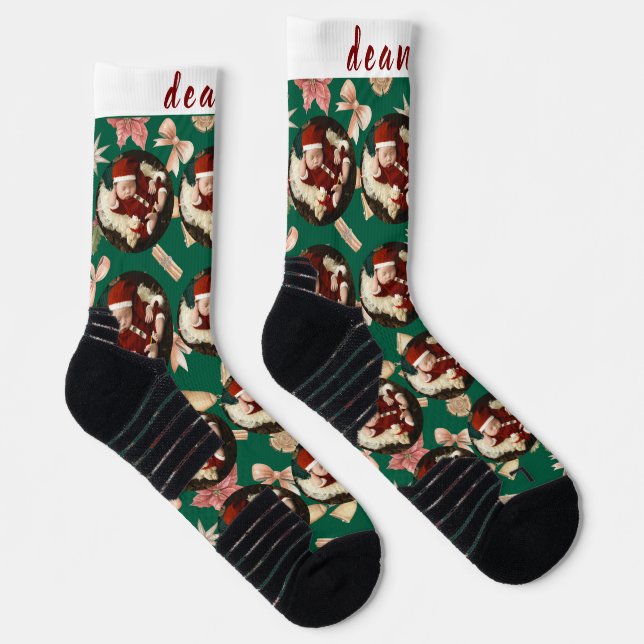 Simple Elegant Funny Christmas Family Photo Socks (Right)