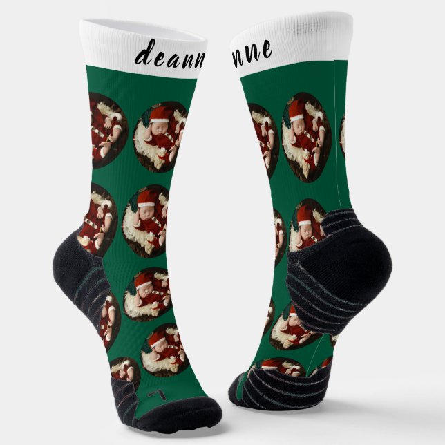 Simple Elegant Funny Christmas Family Photo Socks (Angled)