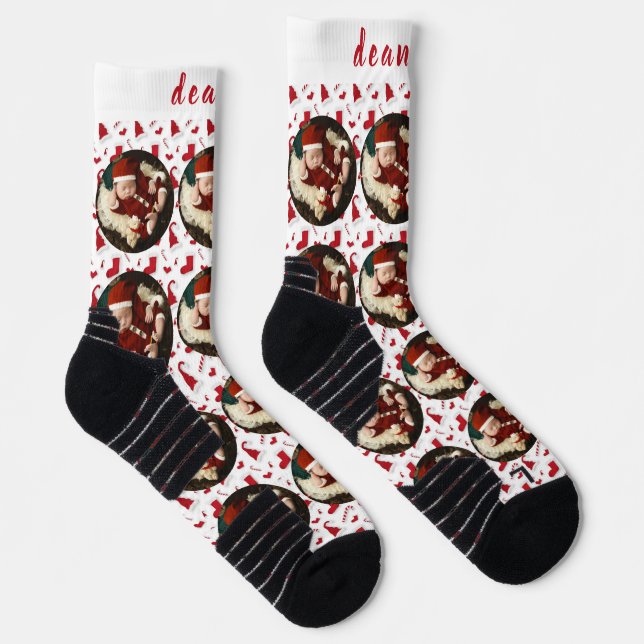 Simple Elegant Funny Christmas Family Photo Socks (Right)