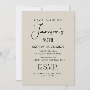 Simple Elegant Gentlemen's 50th Birthday Party Invitation