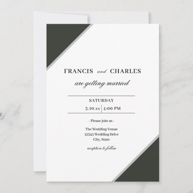 Simple Elegant Geometric Wedding Invitation (Front)