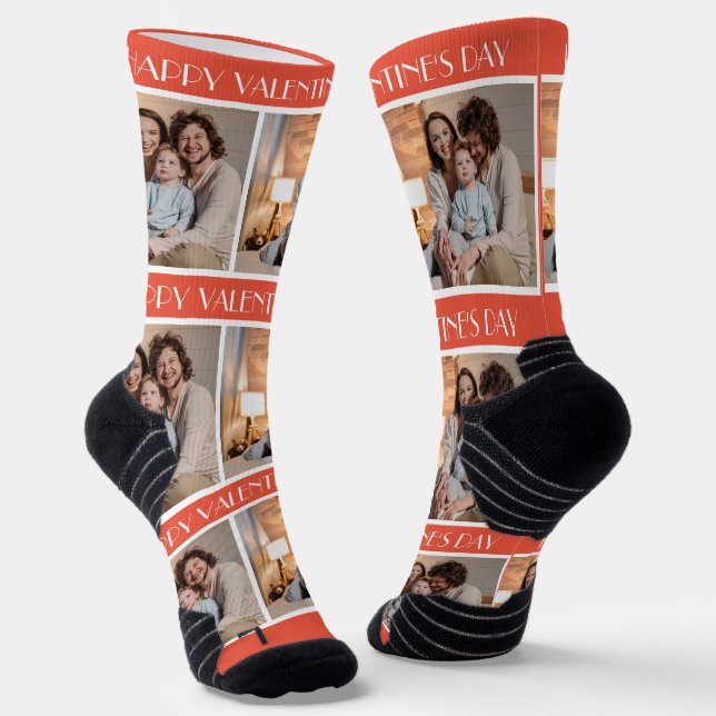 Simple Elegant Gift Valentines day Family Photo Socks (Angled)