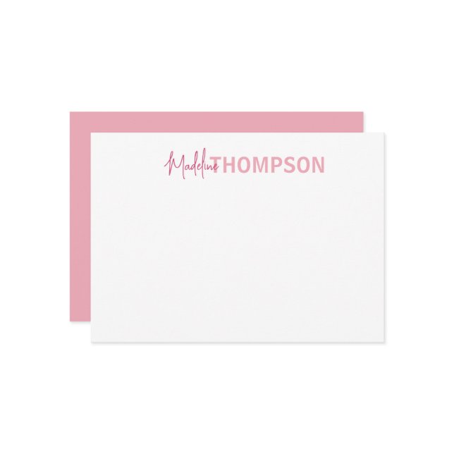 Simple Elegant Girly Blush Pink Name Card (Front/Back In Situ)