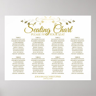 Simple Elegant Gold 8 Table Wedding Seating Chart