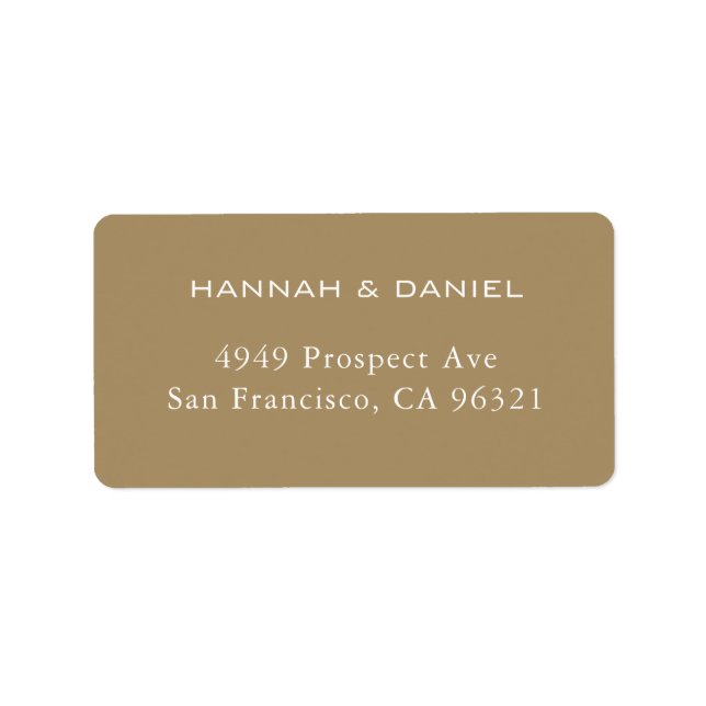 Simple Elegant Gold and White Return Address Label (Front)