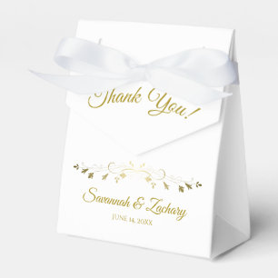Simple Elegant Gold and White Wedding Thank You Favour Box