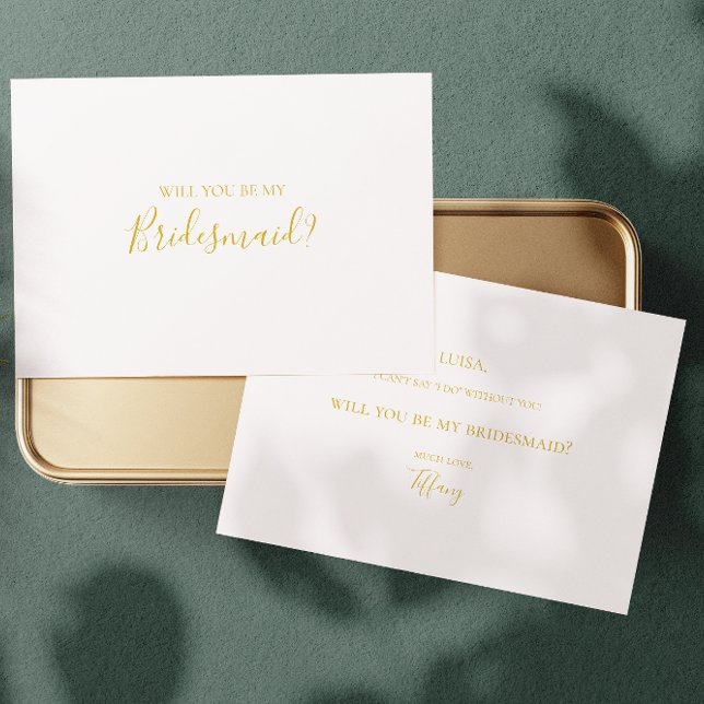 Simple Elegant Gold Bridesmaid Proposal Card (Creator Uploaded)