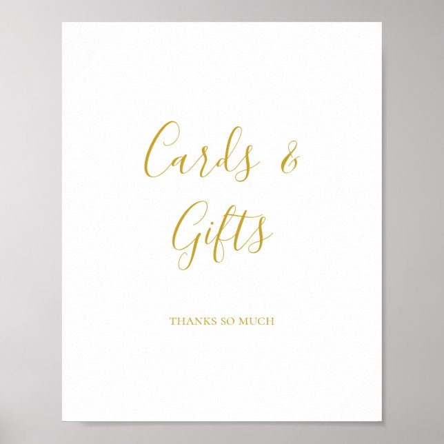 Simple Elegant Gold Cards and Gifts Sign (Front)