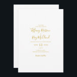 Simple Elegant Gold Casual Wedding Invitation<br><div class="desc">This simple elegant gold casual wedding invitation is perfect for your modern minimalist white and gold wedding. The design features minimal contemporary gold font accompanied by formal calligraphy. Keep it as is,  or choose to personalise it with your own artwork or photos!</div>