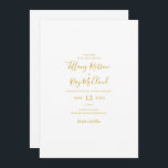 Simple Elegant Gold Casual Wedding Invitation<br><div class="desc">This simple elegant gold casual wedding invitation is perfect for your modern minimalist white and gold wedding. The design features minimal contemporary gold font accompanied by formal calligraphy. Keep it as is,  or choose to personalise it with your own artwork or photos!</div>