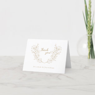 Simple Elegant Gold Cherry Blossom Wreath  Thank You Card