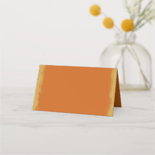 Simple Elegant Gold Coloured Edge Orange Place Car Place Card