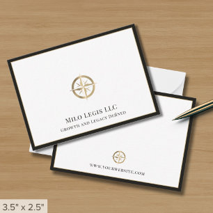 Simple Elegant Gold Compass Logo Card